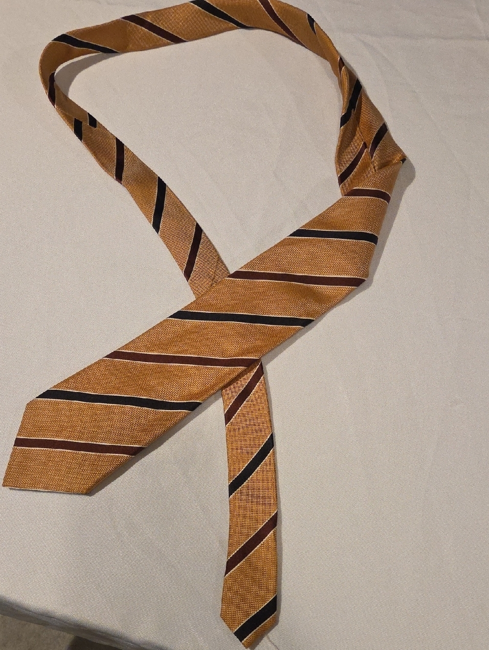 Sean John Gold Striped Men's Tie with Black and Brown Accents